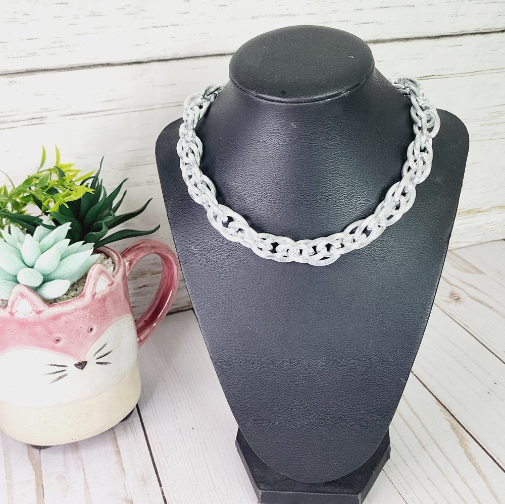Sterling silver oval rolo link necklace Hollow chain. Oval belcher necklace